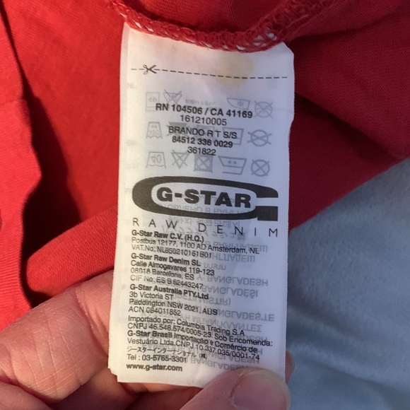 G STAR RAW red tshirt size large originals D 301 four barrel short sleeves - Picture 8 of 8